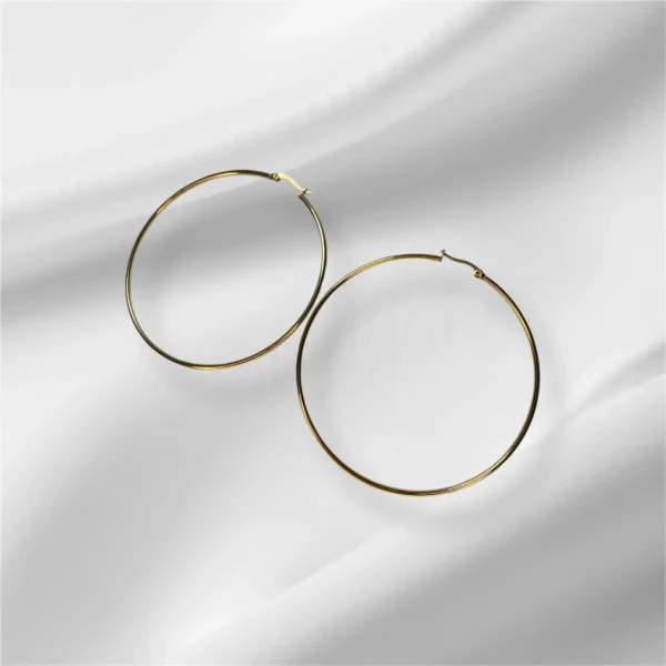 Large Gold Stainless Steel Hoop Earrings - Image 2